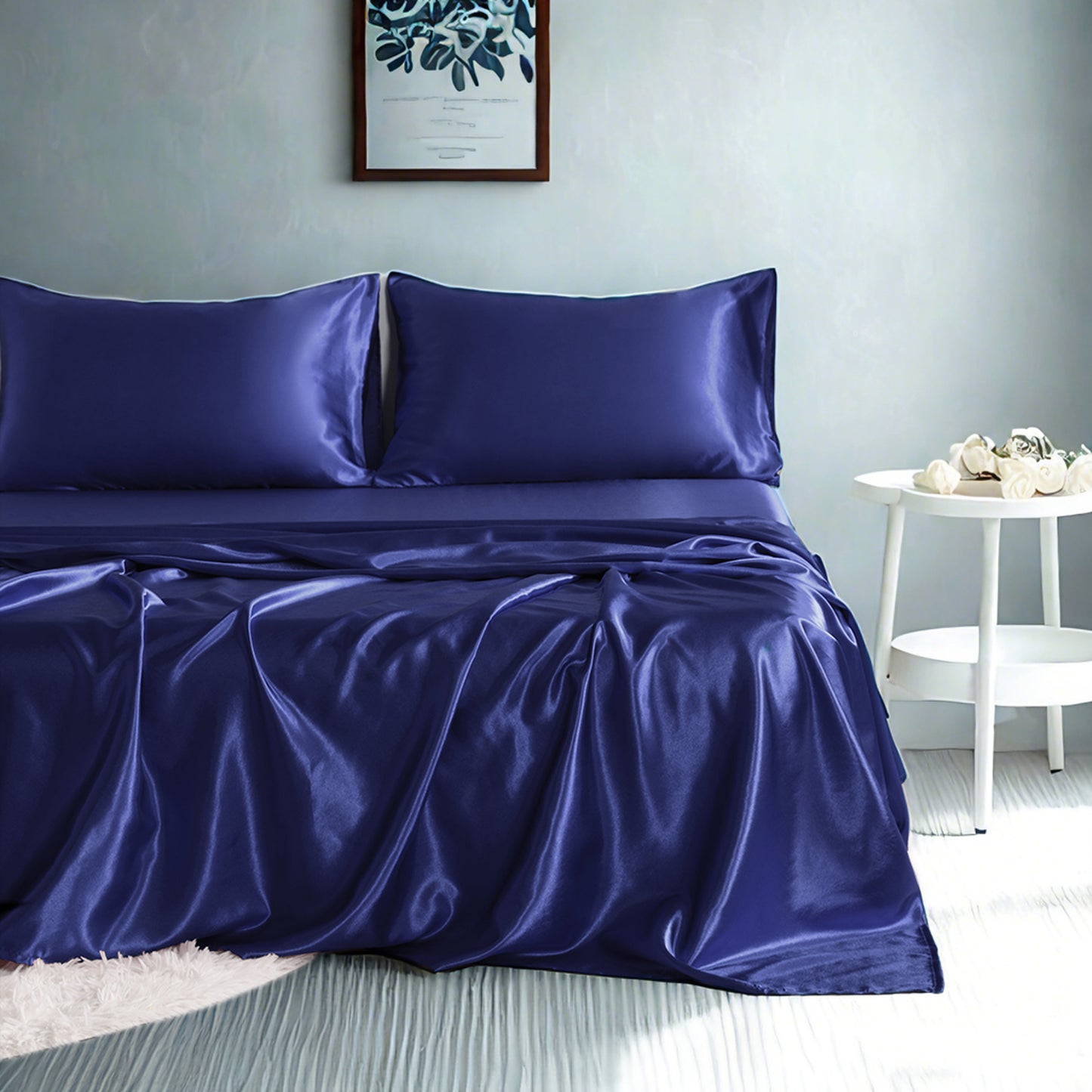 Silky satin bed sets or silky bedding set or fitted sheet set