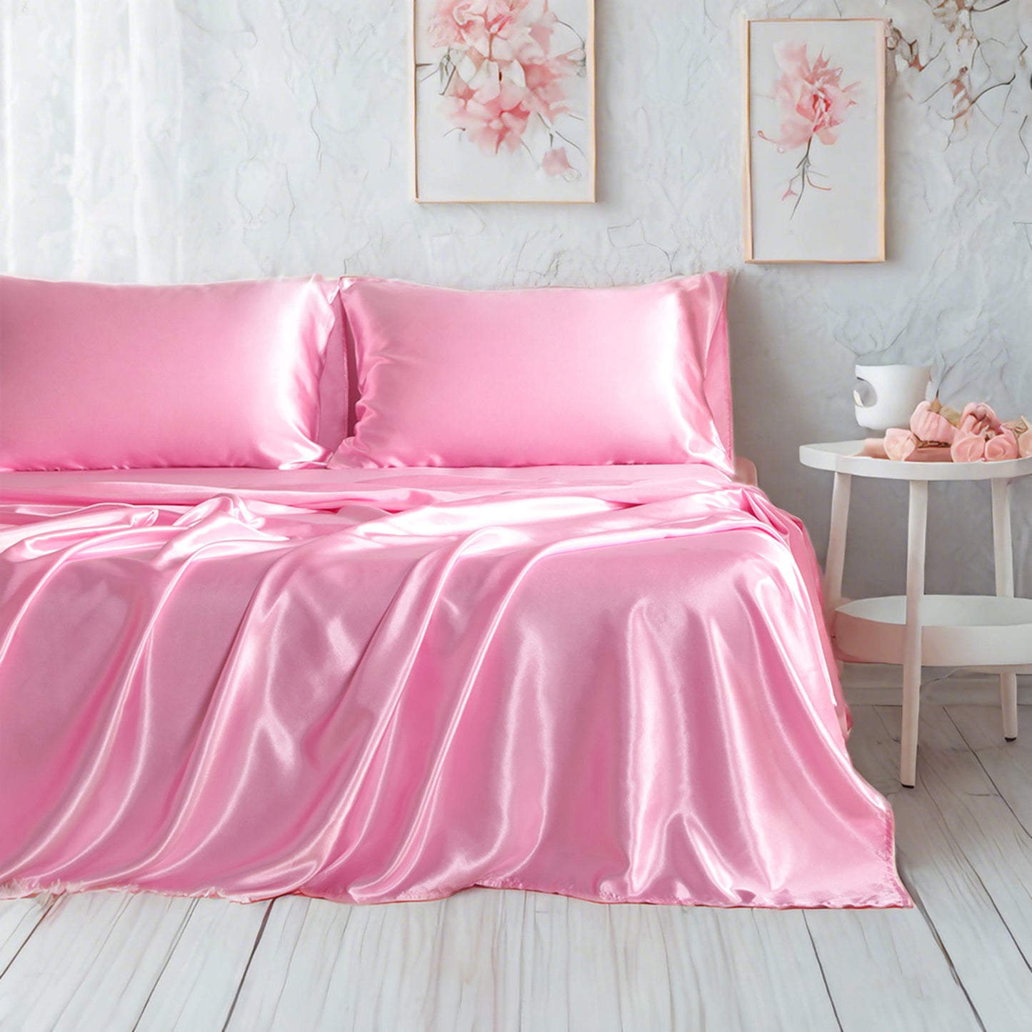 Silky satin bed sets or silky bedding set or fitted sheet set
