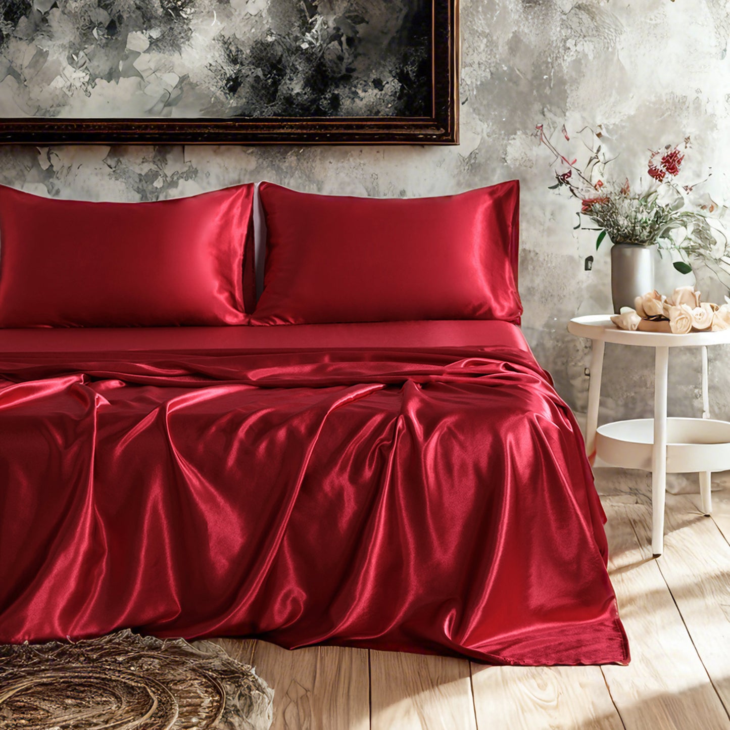 Silky satin bed sets or silky bedding set or fitted sheet set