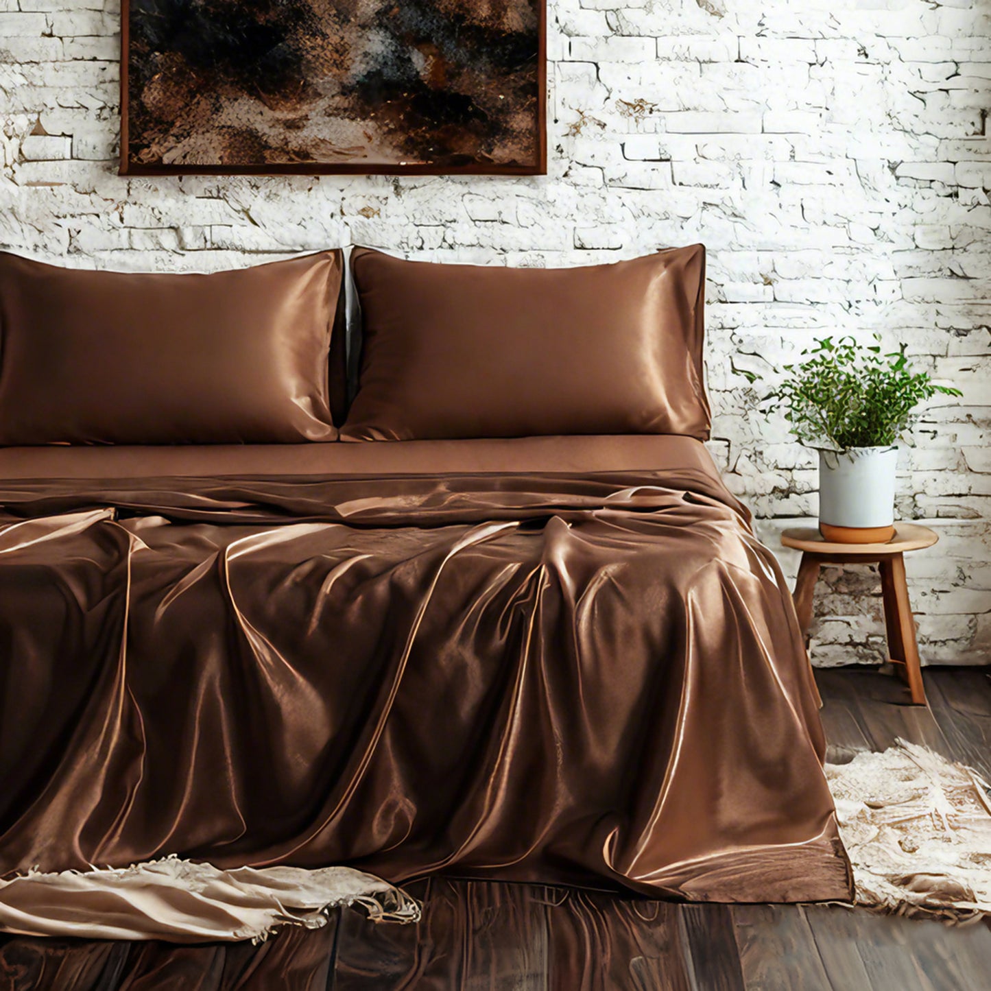 Silky satin bed sets or silky bedding set or fitted sheet set