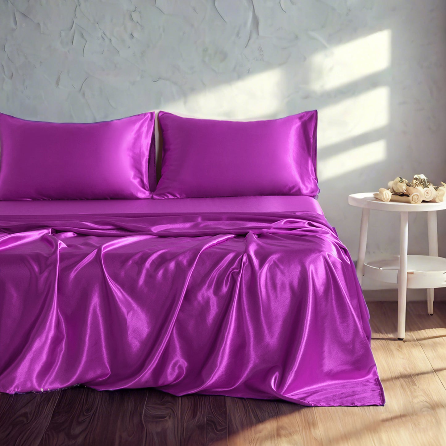 Silky satin bed sets or silky bedding set or fitted sheet set