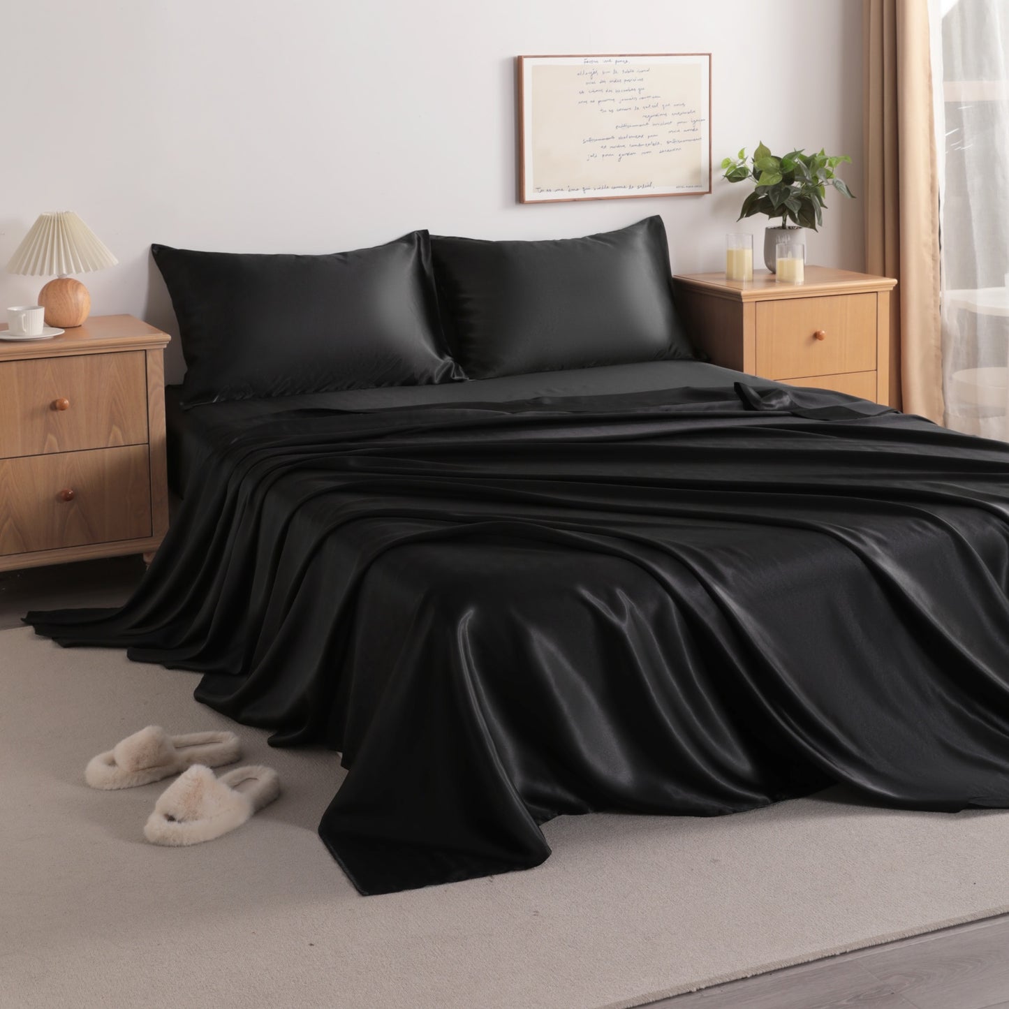 Silky satin bed sets or silky bedding set or fitted sheet set