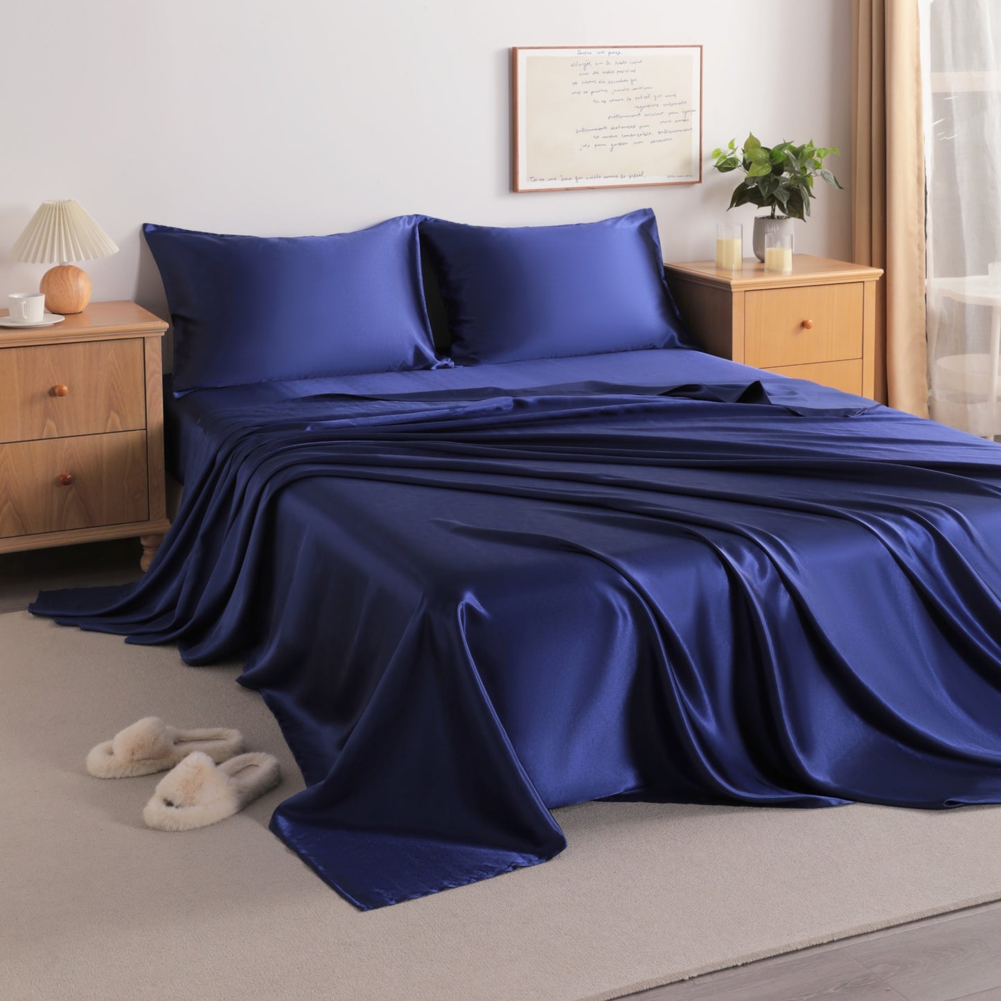 Silky satin bed sets or silky bedding set or fitted sheet set