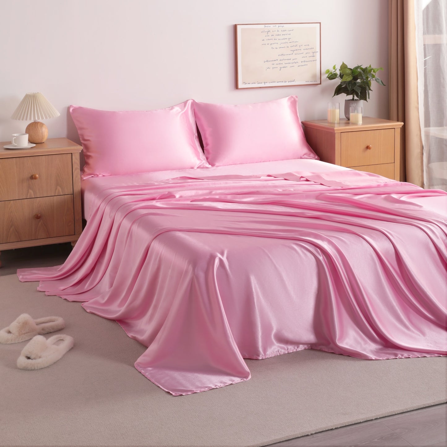 Silky satin bed sets or silky bedding set or fitted sheet set