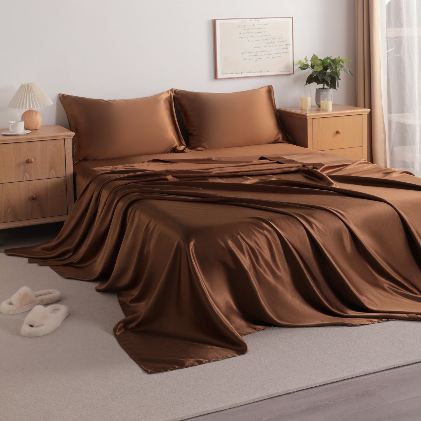 Silky satin bed sets or silky bedding set or fitted sheet set