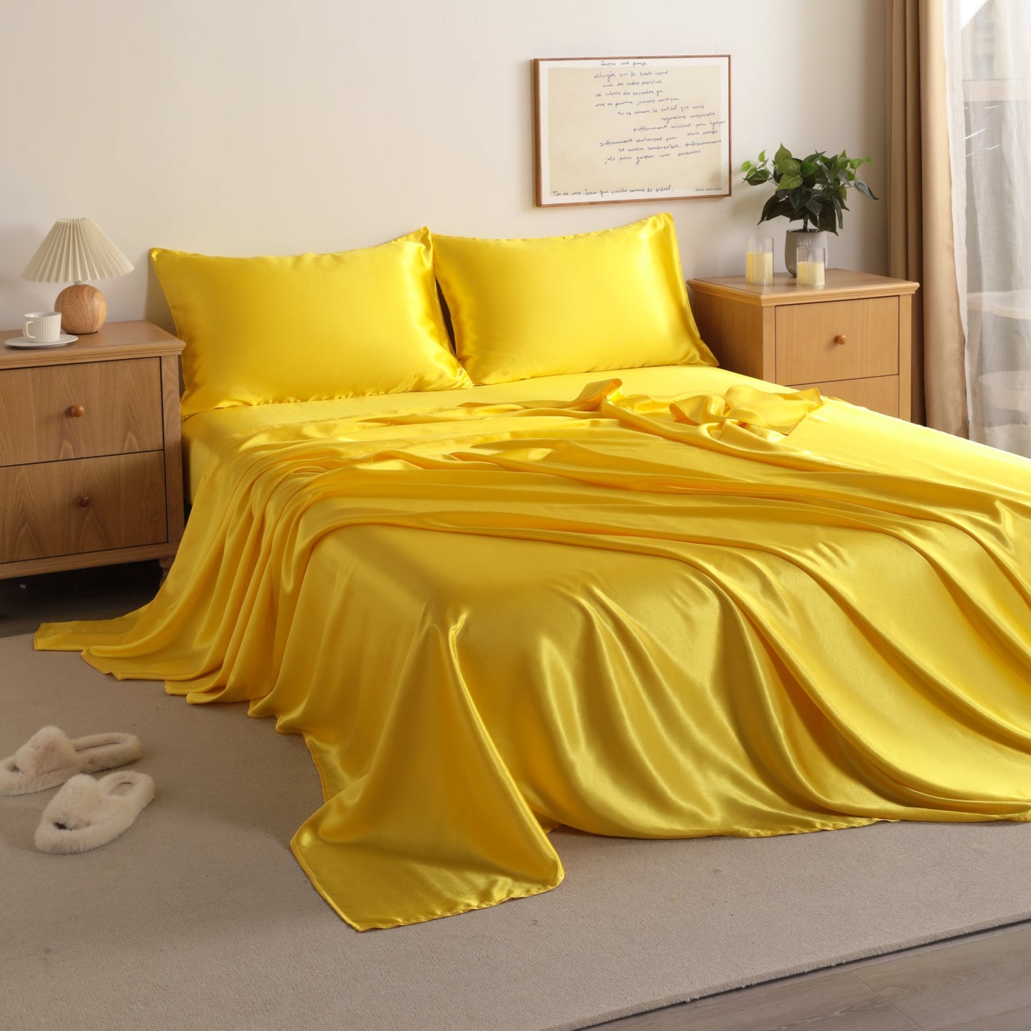 Silky satin bed sets or silky bedding set or fitted sheet set