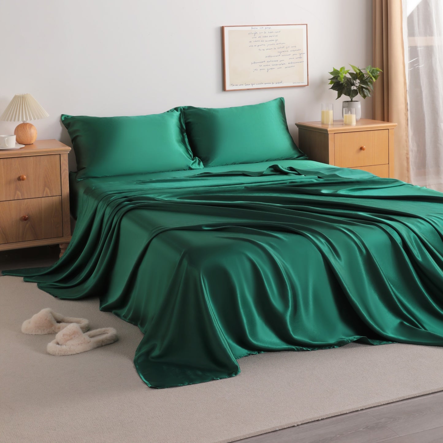 Silky satin bed sets or silky bedding set or fitted sheet set