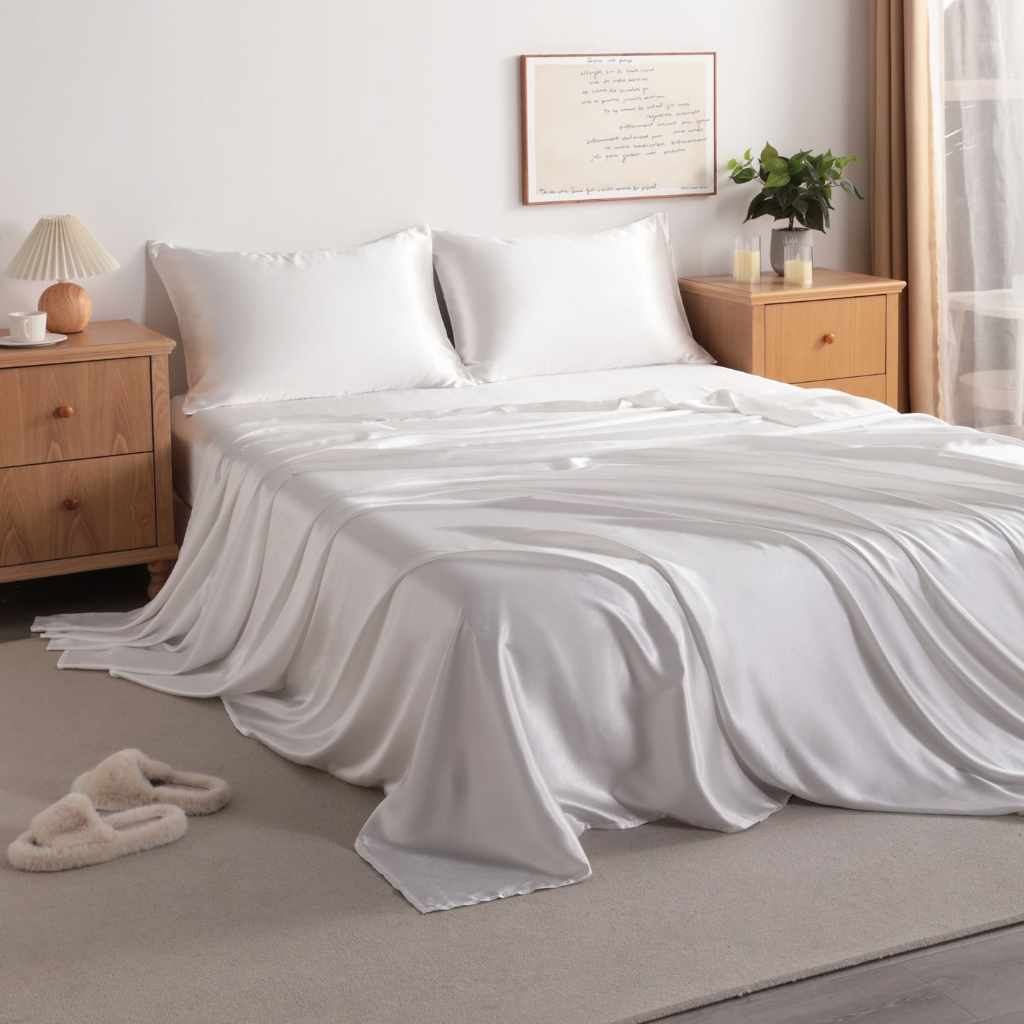 Silky satin bed sets or silky bedding set or fitted sheet set