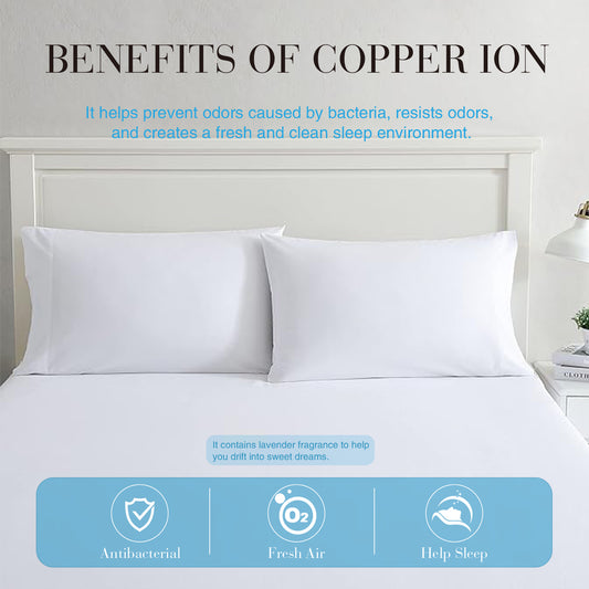 Copper Ion Antibacterial Fitted Sheet Set（Beige/Grey）