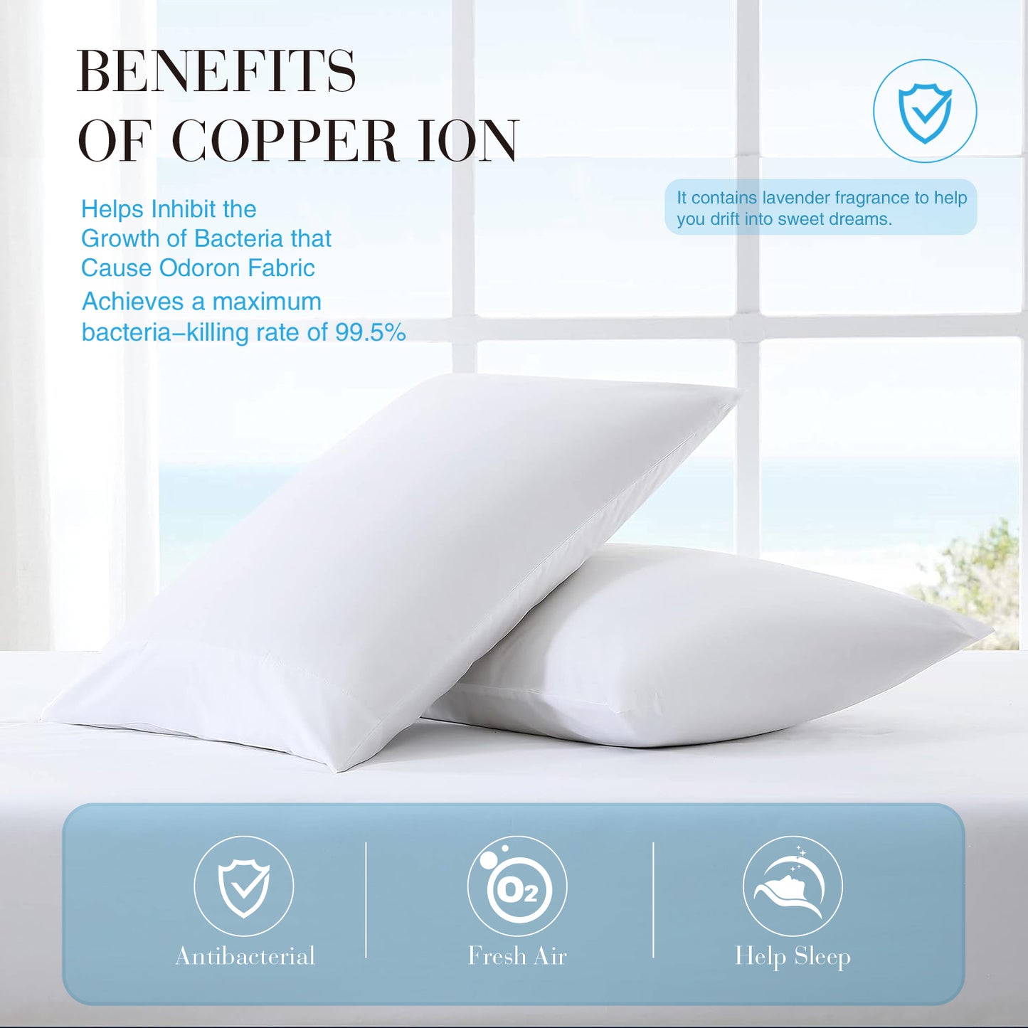 Copper Ion Antibacterial Fitted Sheet Set（Beige/Grey）