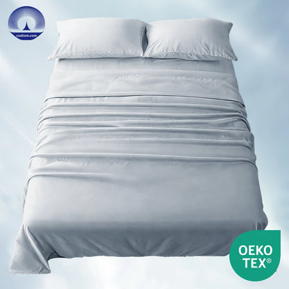 Copper Ion Antibacterial Fitted Sheet Set（Beige/Grey）
