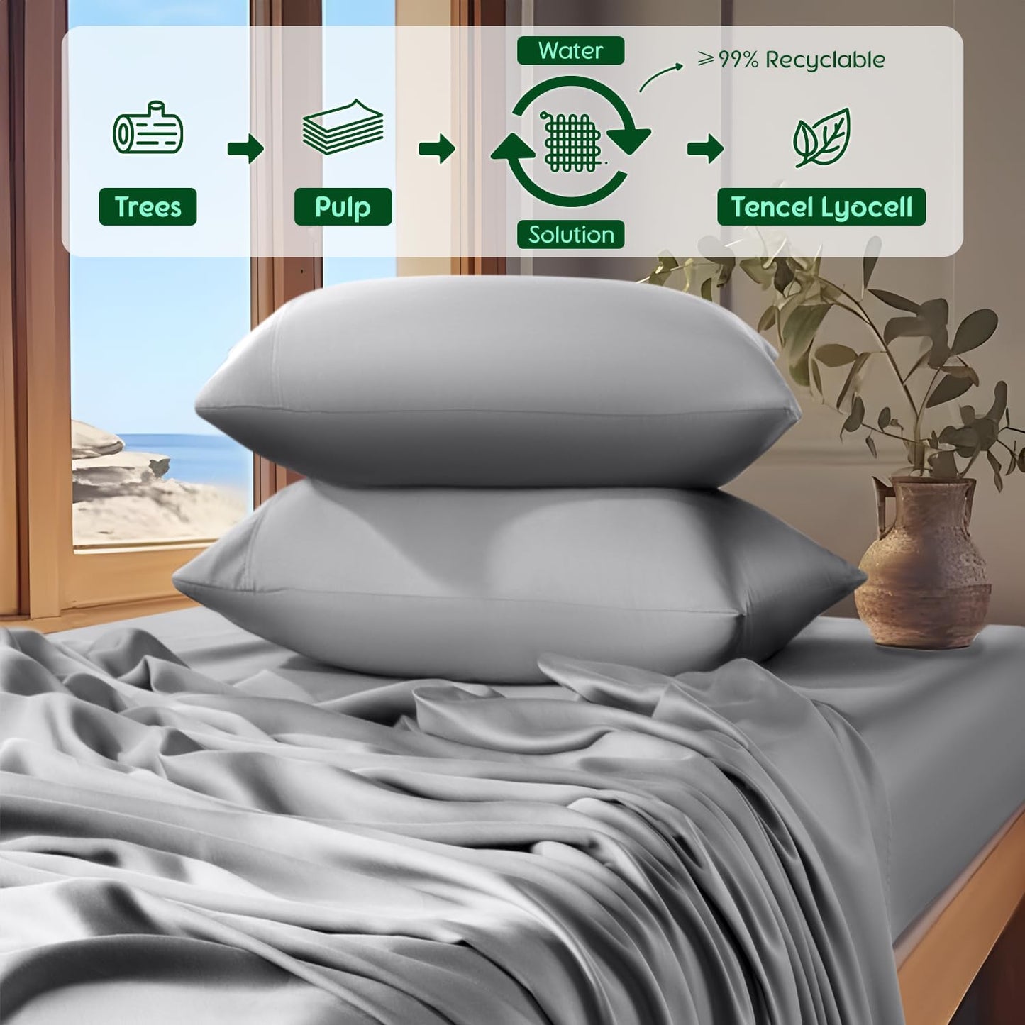 Best tencel lyocell bed sheets 60s eucalyptus tencel bed set